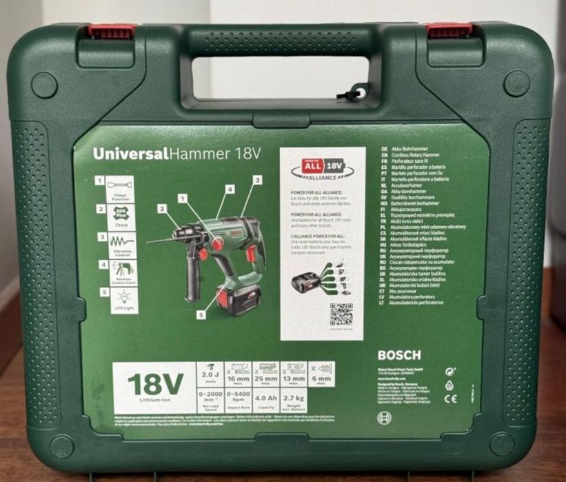 Akumulatorowa wiertarka udarowa BOSCH UniversalHammer18V nowa!