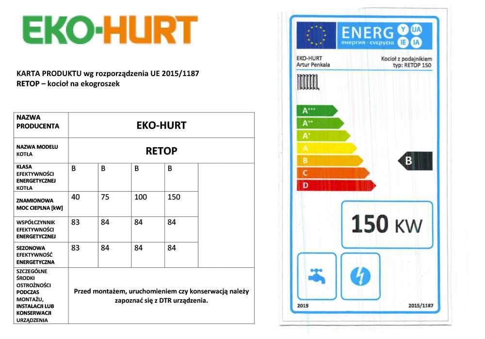 Kocioł 5 klasy - Retop 150 kW - Kocioł C.O. z certyfikatem ECODESIGN
