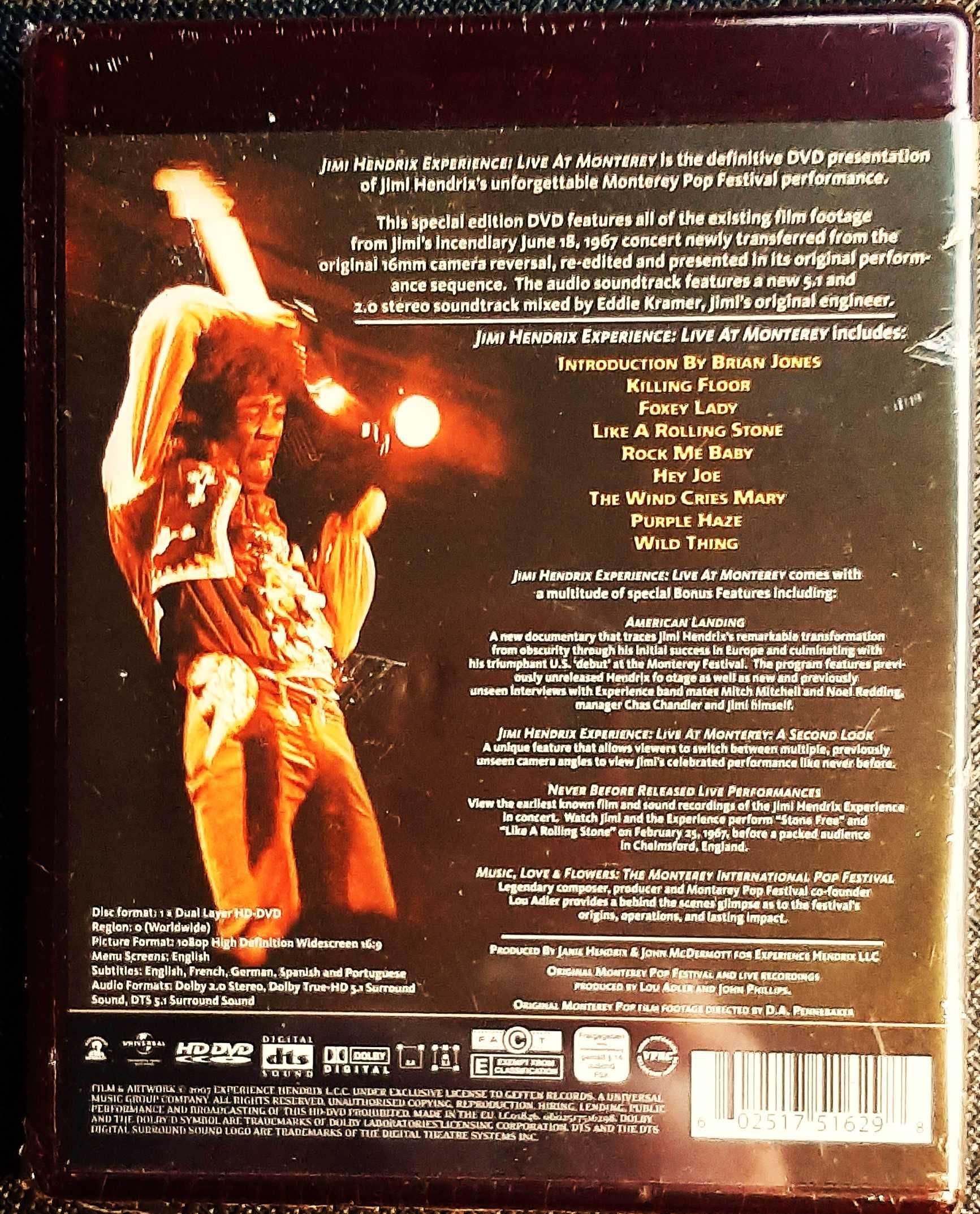 HD DVD Historyczny Koncert JIMI HENDRIX Live At Monterey Wersja de LUX