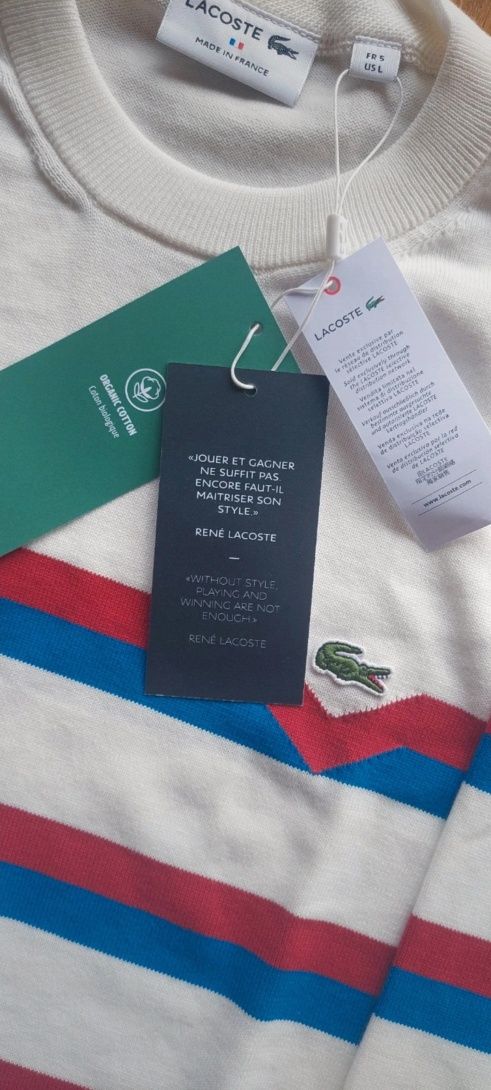 Lacoste biały sweter rozmiar L