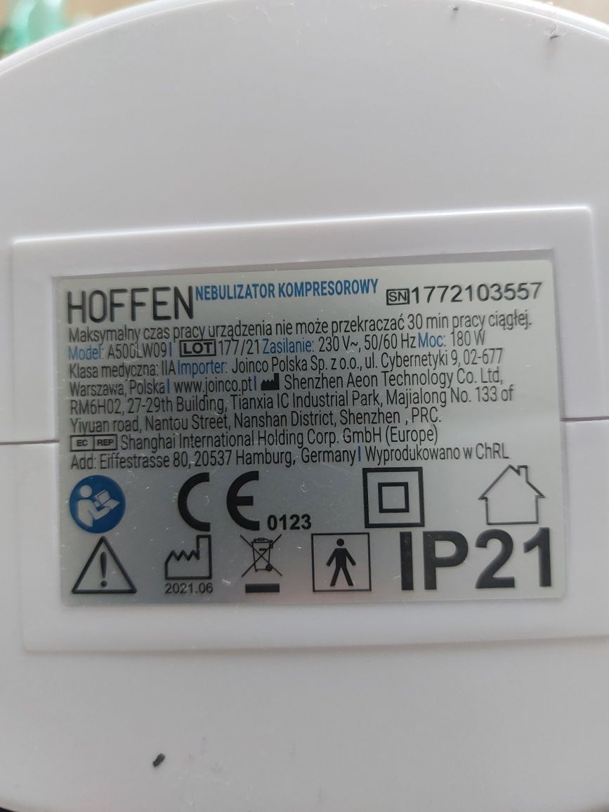 Inhalator nebulizator kompresorowy Hoffen 180 W