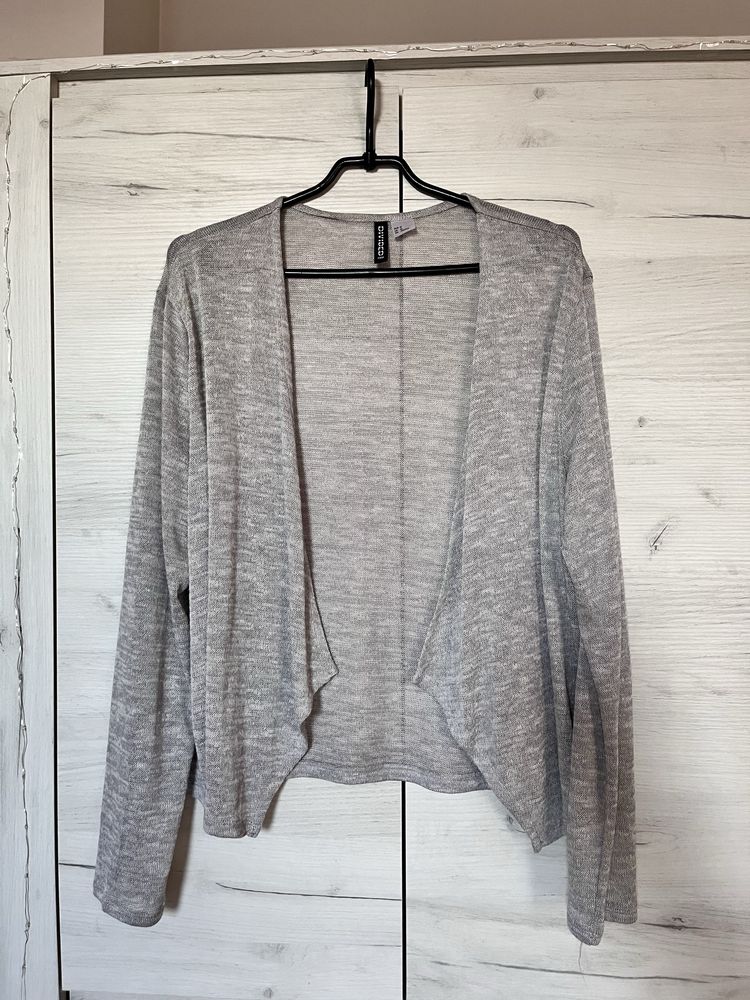 Szary sweter kardigan narzutka M H&M