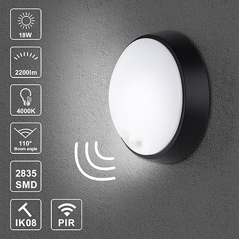 M EGA MEGACUBE Lampa LED Okrągła 18W z Czujnikiem Ruchu IP65