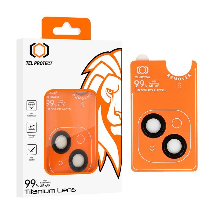 Hartowane szkło Tel Protect Titanium Lens iPhone 14/16e czarne (2 szt)