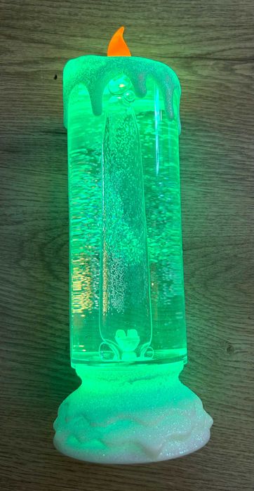 Duża świeca LED 24cm zmieniająca kolor, brokatowa, ozdoba świąteczna