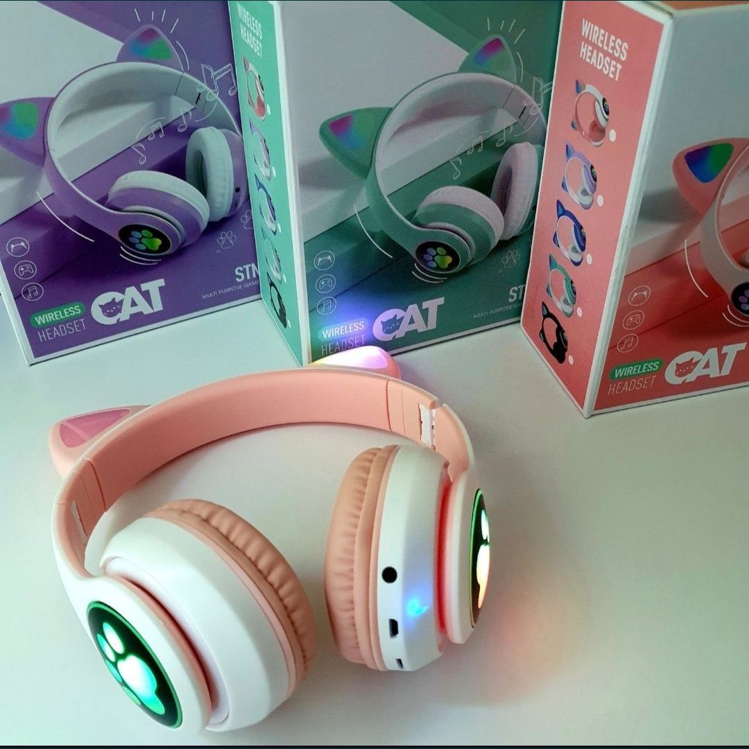 Дитячі навушники котячі вушка, безпровідні, Bluetooth є у Львові