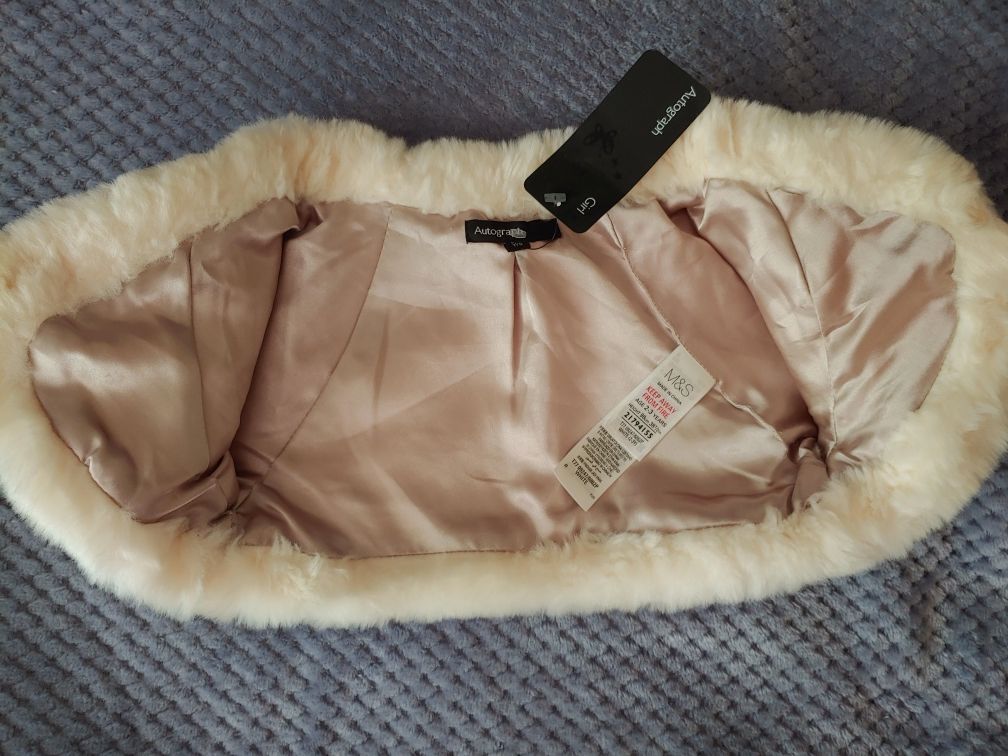 M&S kamizelka futerko/ bolerko roz 2-3 latka (98 cm) nowa!