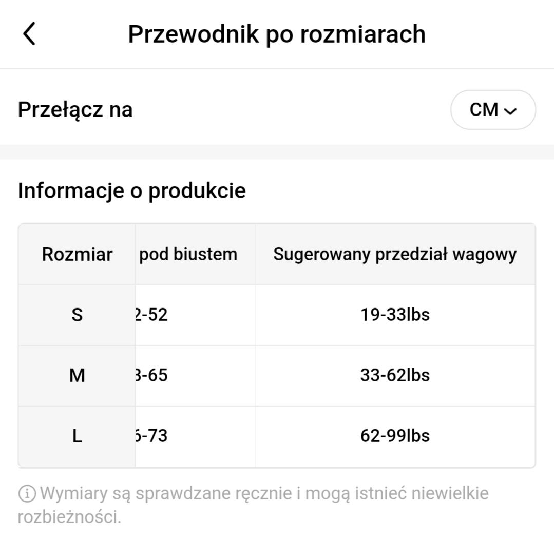 Szelki dla psa rozmiar M