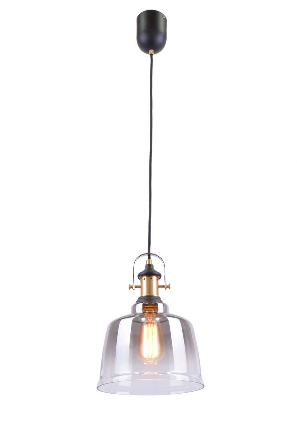 czarna lampa wisząca MALABO styl vintage loft szkło dymione