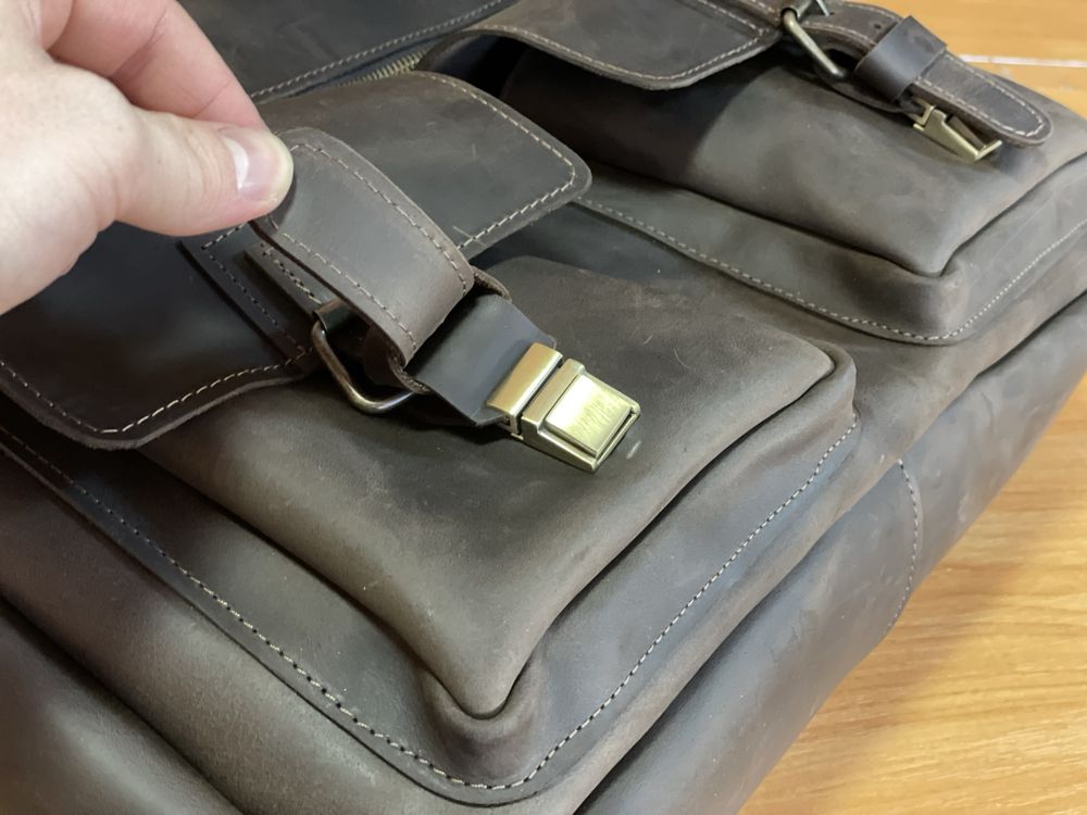 Шкіряна сумка для ноутбука чоловіча, коричневий портфель ручної роботи