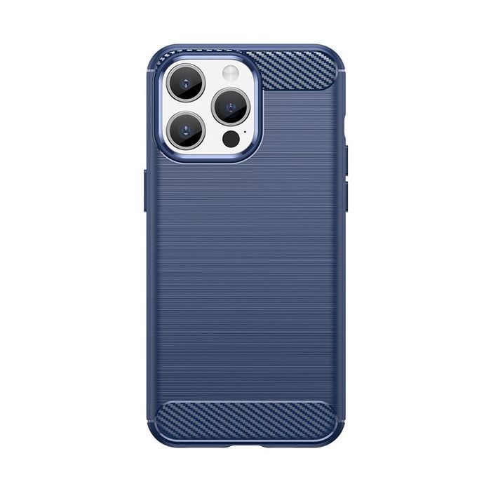 Elastyczne etui wzór karbon do iPhone 15 Pro Max - niebieskie