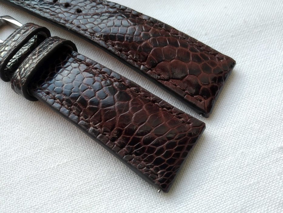 Pasek skórzany do zegarka 22 / 18 mm Noga strusia , szybki montaż