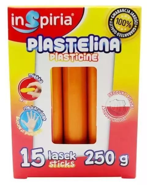 Plastelina pomarańczowa 15 lasek 250g. InSpiria