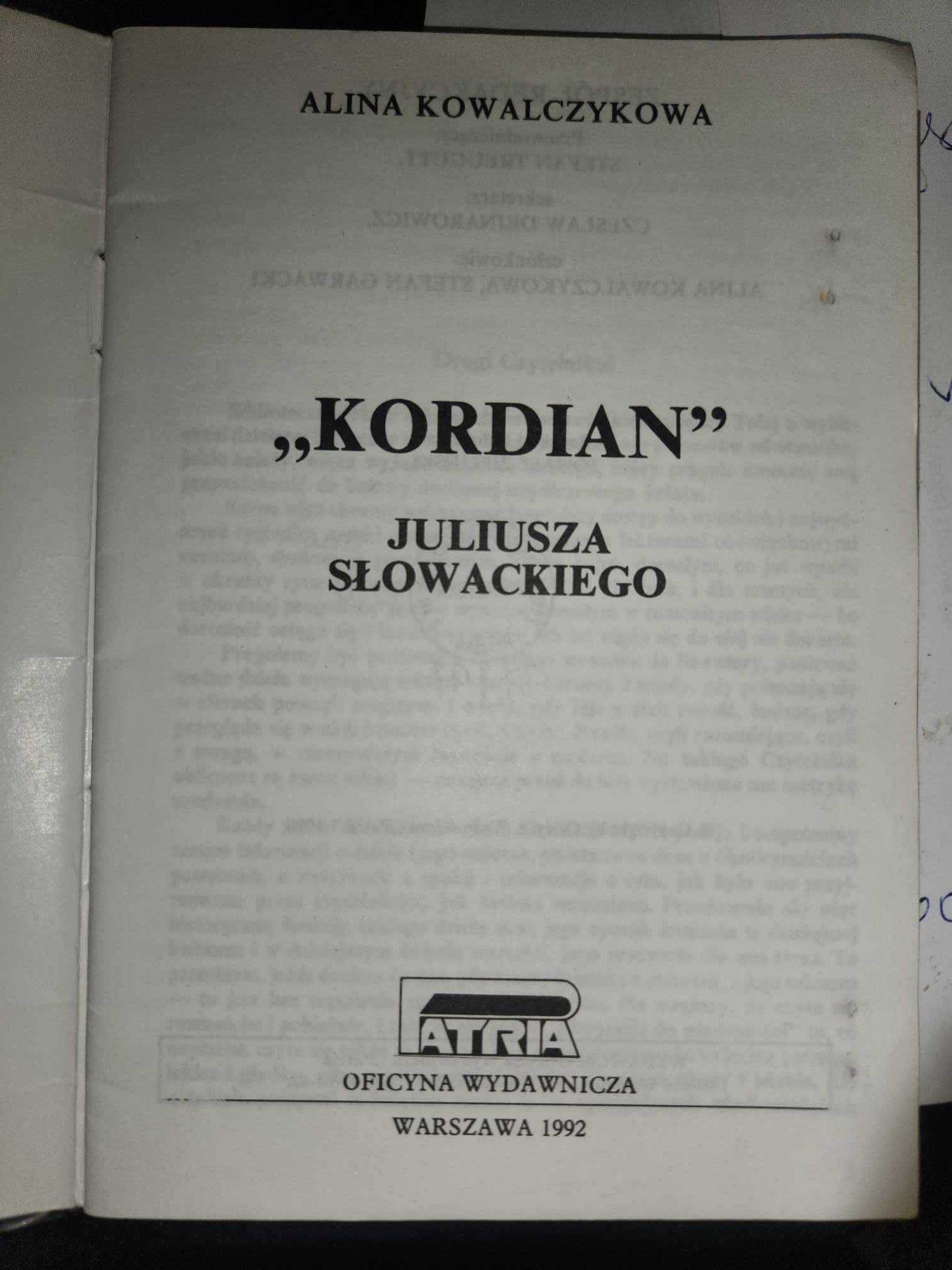 Kordian Juliusza Słowackiego 1992