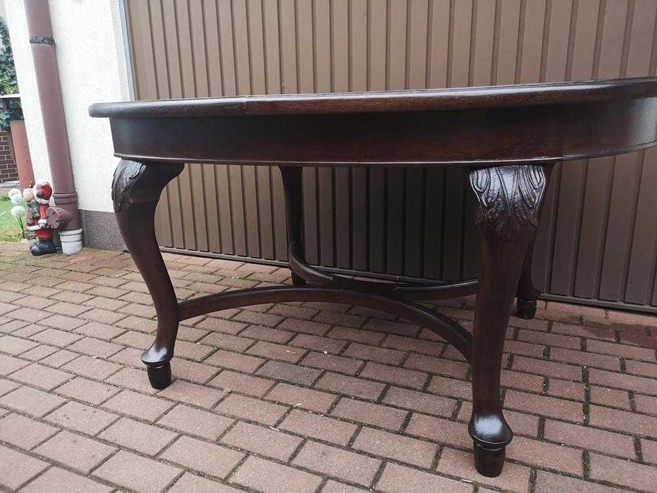 Stół Owalny Dębowy Duży Antyk Stary Rozkładany Po Renowacji.