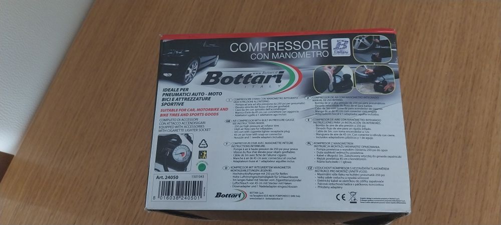 Compressor com manómetro Bottari 250PSI 12V