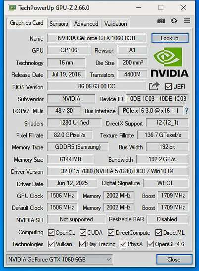 Karta graficzna NVidia GTX 1060 Gainward DDR5 6GB