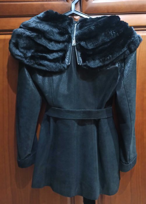 Осенняя кожаная куртка с мехом, Турция