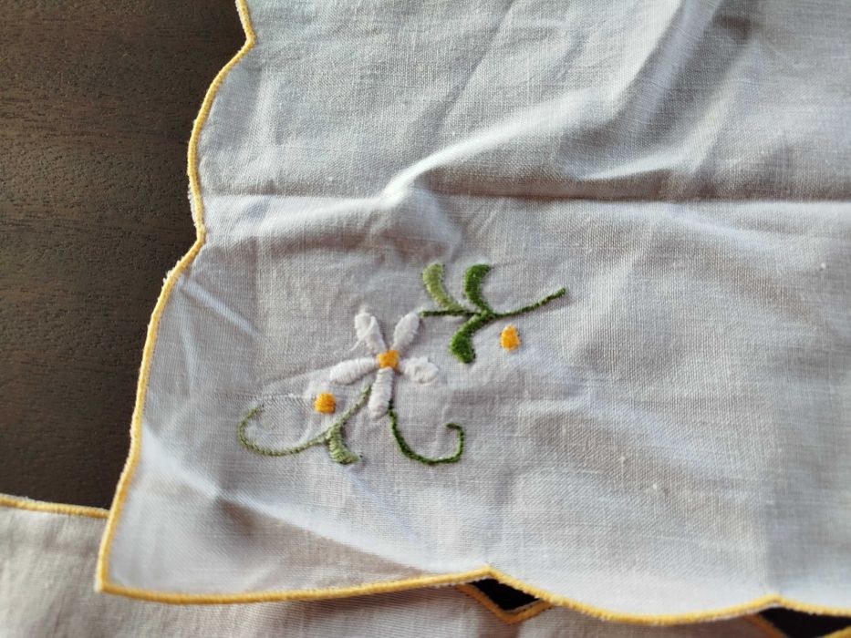 Dois Naperon em tecido bordado a máquina