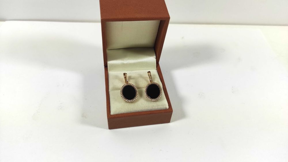 Fascynujące kolczyki z czarnym okiem i cyrkoniami pr.585 5,13G