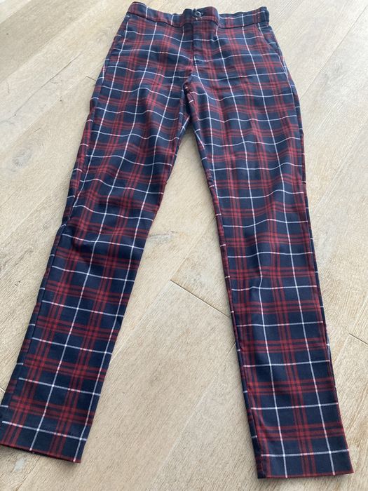 Spodnie w kratkę granatowo-czerwone,rozmiar S