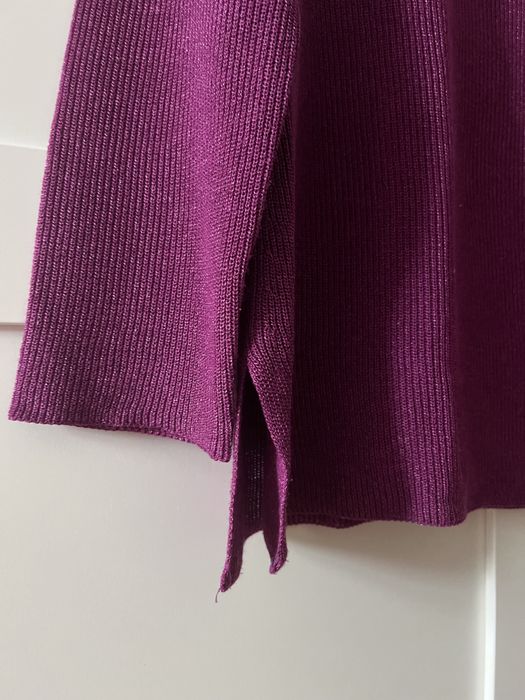 Fioletowy błyszczący sweter z metalizowaną nitką Massimo Dutti roz. S