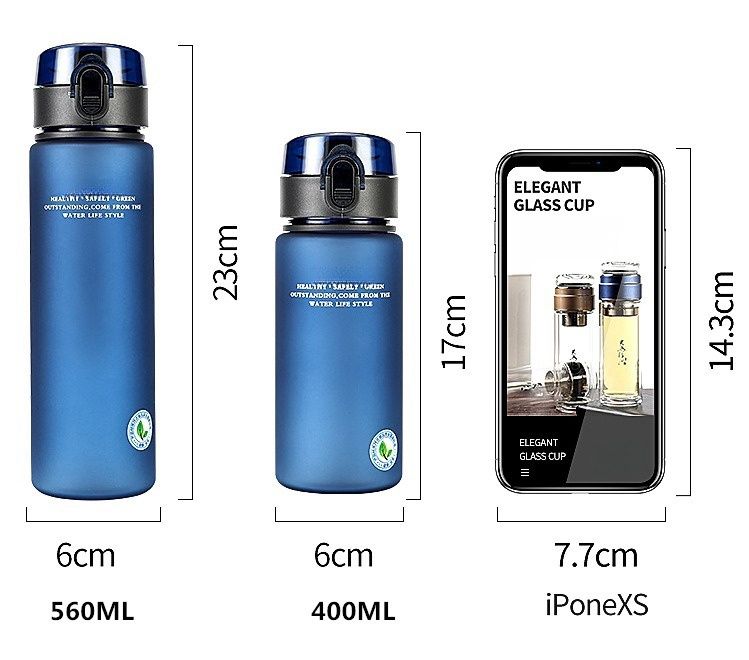 Garrafa de água 23 por 6cm 560ml livre de BPA novo