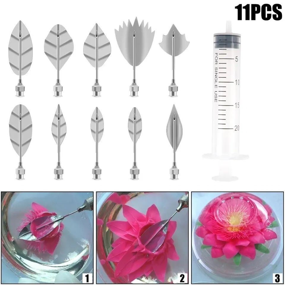 Кондитерський шприц 20 мл для декорування 3D желе з 10 насадками