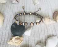 Bransoletka damska,biżuteria handmade kamień księżycowy,kokos,mosiądz