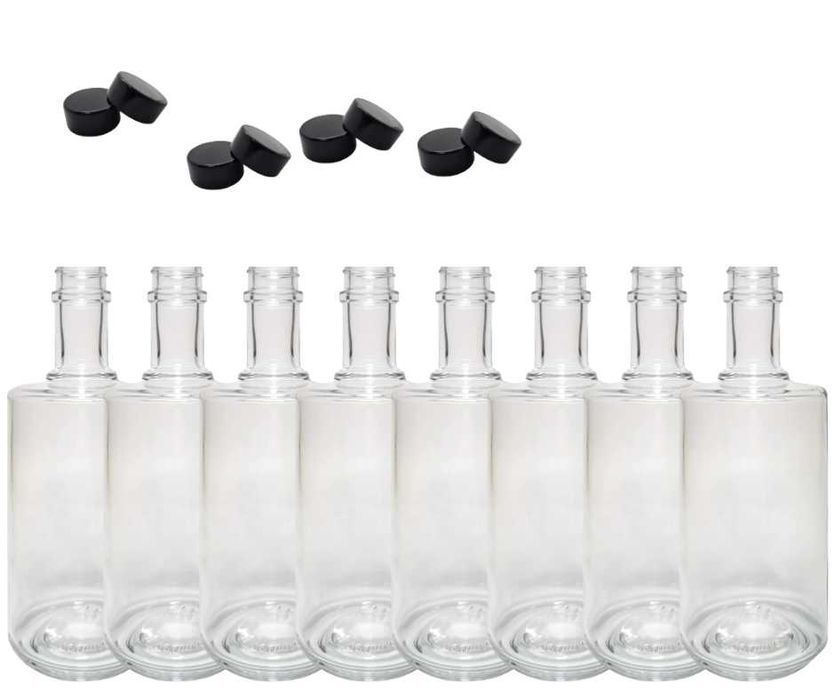 8szt. Butelka "NANA" 700 ml + Czarne zakrętki