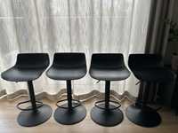 Hokery krzesła barowe czarne regulowane 4 sztuki