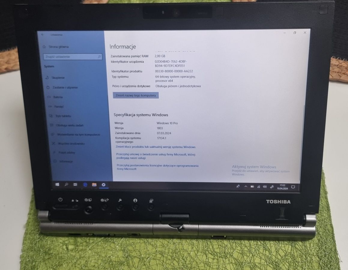 Okazja Toshiba Portege M700 jak nowy, obracany ekran dotykowy