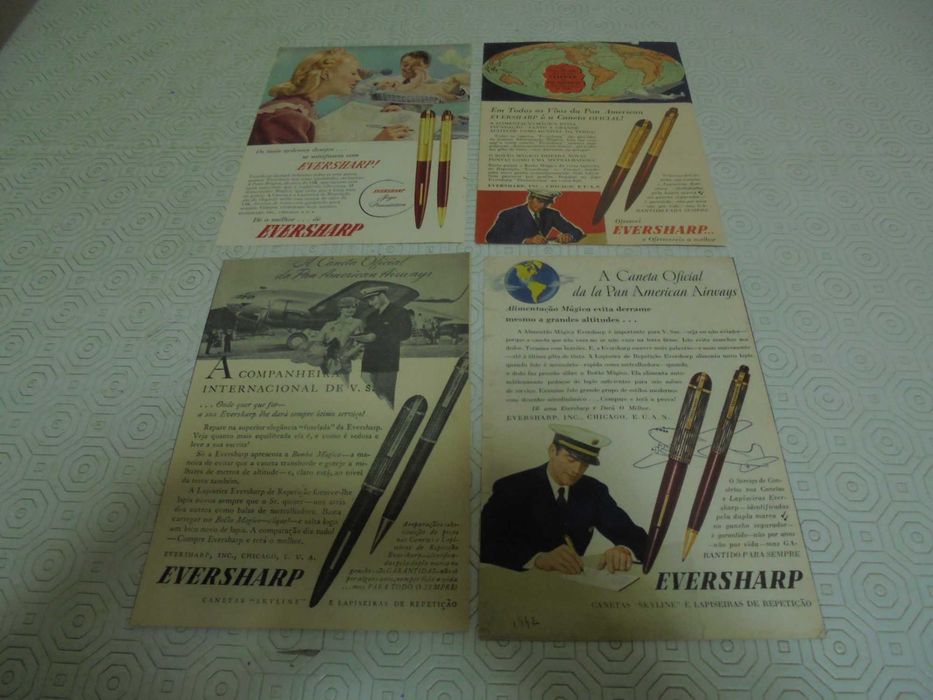Publicidades de Canetas Eversharp dos anos 40 todas diferentes