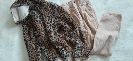 Bluza panterka + spodnie sztruks dla dziewczynki (rozm. 134)