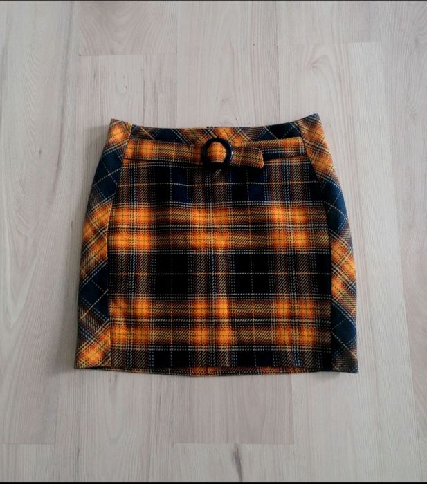 Spódniczka W Kratkę Z Paskiem Vintage Rock Grunge