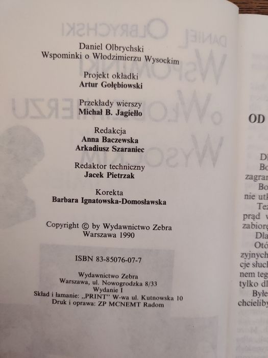Wspominki o Włodzimierzu Wysockim. Daniel Olbrychski