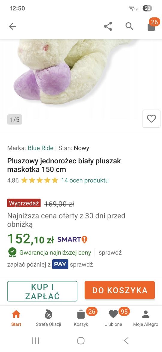 Wielka maskotka jednorożec 150cm
