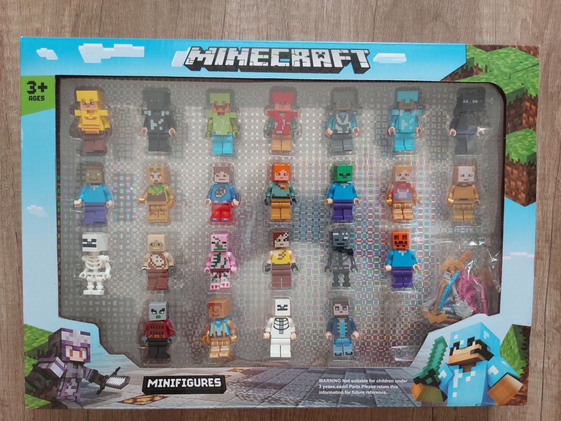 Duży Zestaw Figurki Minecraft 24szt + Akcesoria Klocki Figurek NOWY