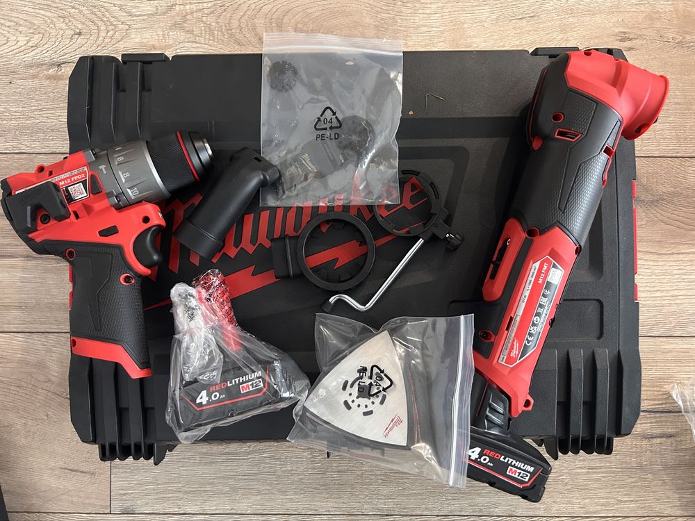 Milwaukee M12 FMT, M12FPD2 zestaw walizka ladowarka baterie 2x 4Ah