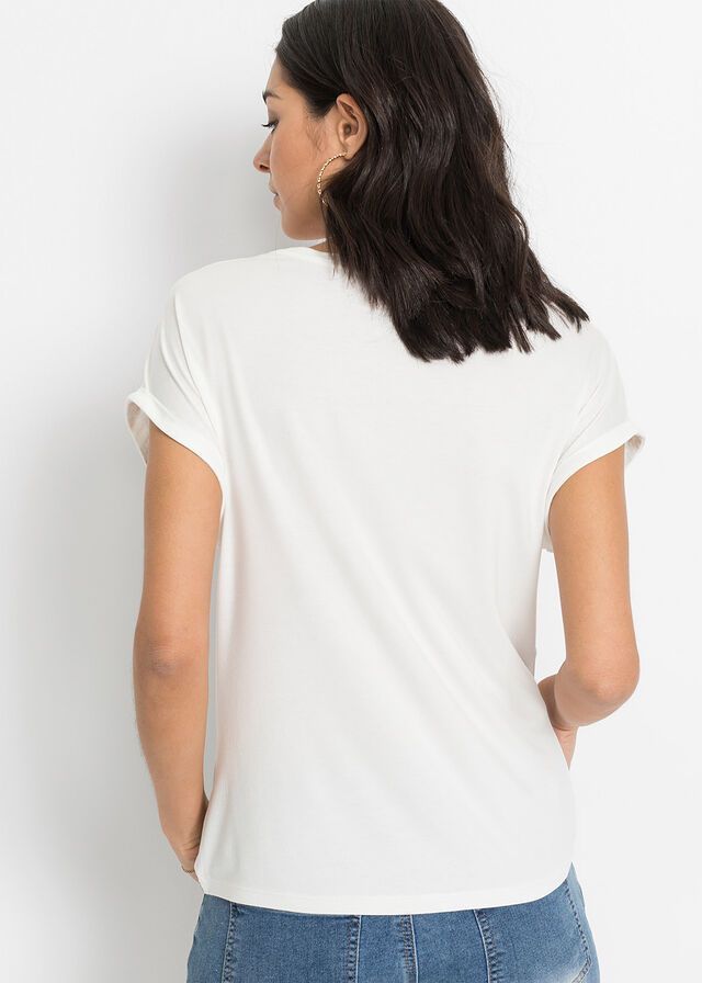 B.P.C t-shirt biały z metalicznym nadrukiem ^40/42