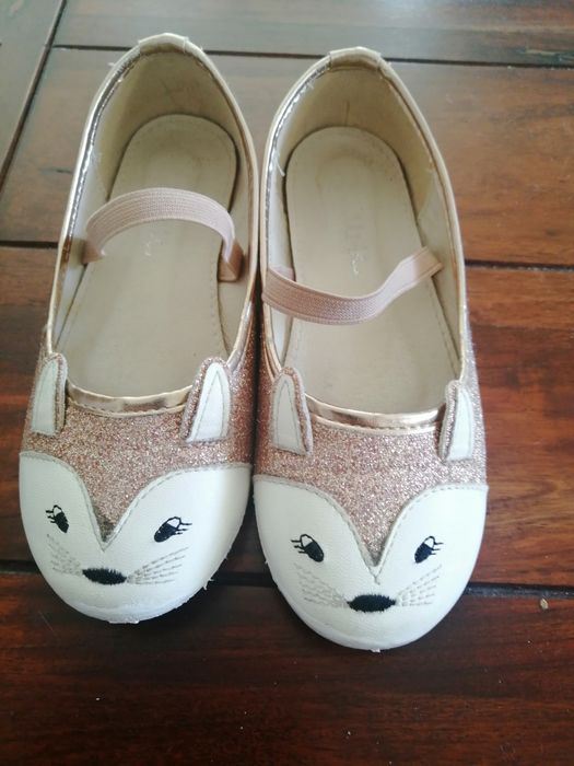 Baleriny Nelly blu, błysk brokat złoto rozmiar 28, długość wkładki 18c