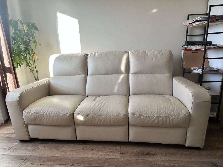 Sofa 3-osobowa z funkcją relaksu skórzana