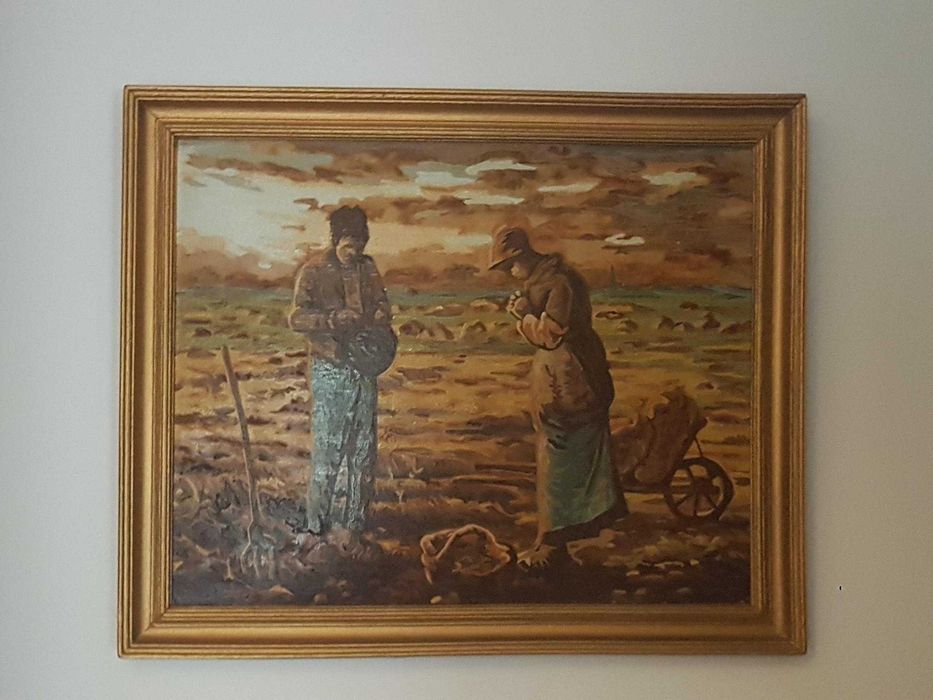 Quadro Muito Antigo Óleo Pintado á Mão (The Angelus)