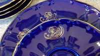 HWL Bavaria Talerzyki kobaltowe talerze porcelana Handvergoldet Antyk