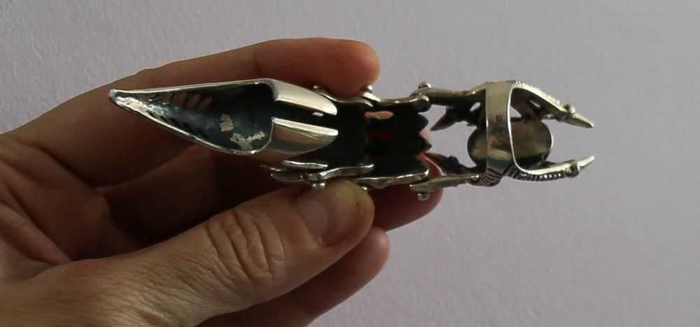 Unikatowy, kolekcjonerski pierścień na cały palec, srebro z turkusem.