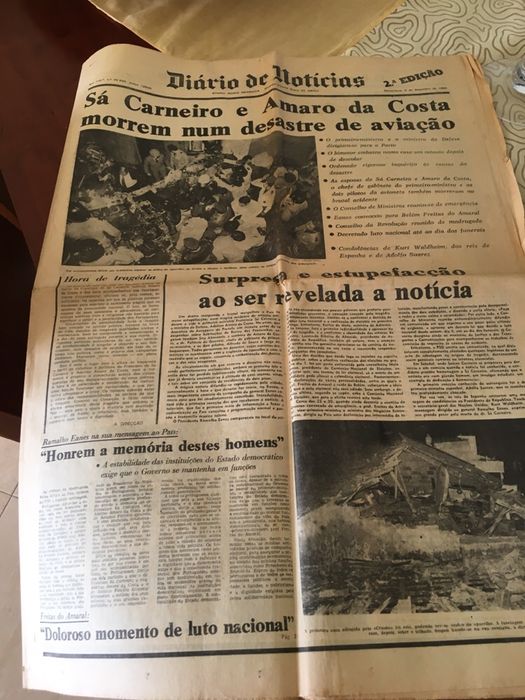 Diário Notícias Morte Sá Carneiro e Amaro da Costa