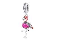 Srebrny Koralik Charms Beads Różowy Flaming Ptak Charm262