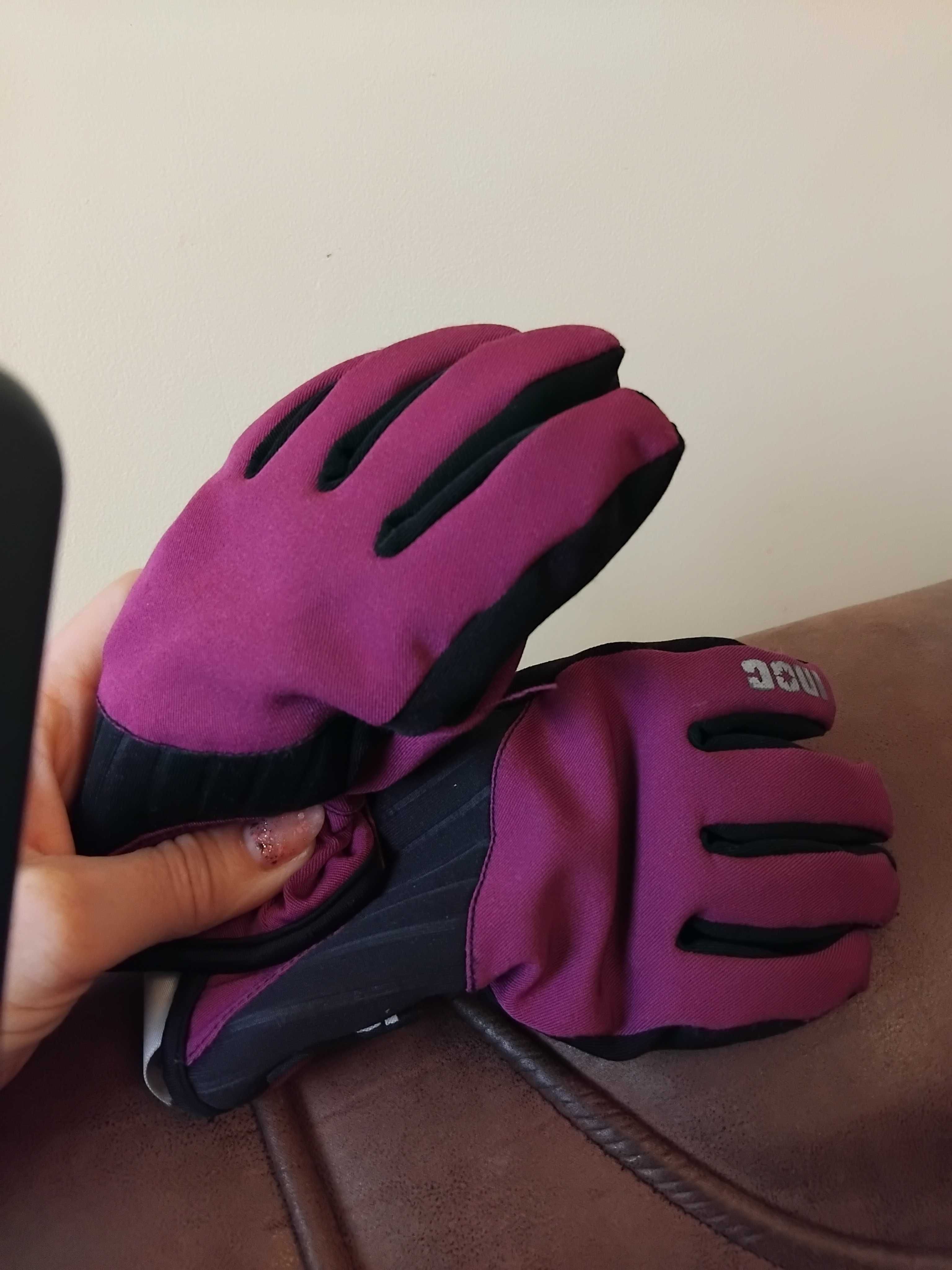 Перчатки лыжые soft shell на 3-4года INOC фиолетовые с черным