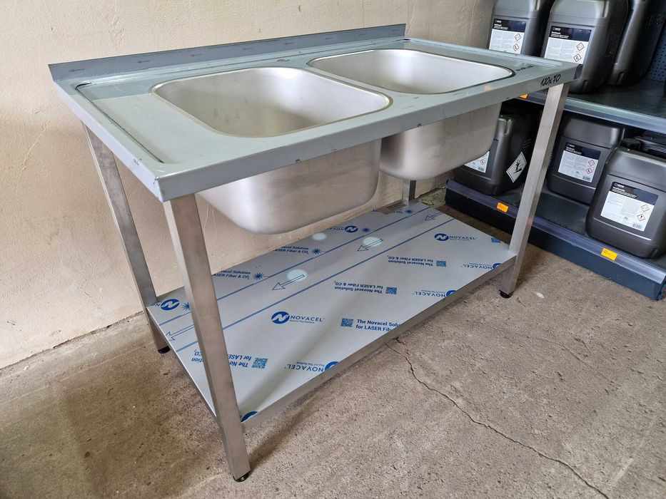 MEBLE GASTRONOMICZNE! Zlew 2 komorowy z półką Stół ze zlewem 3 lata GW