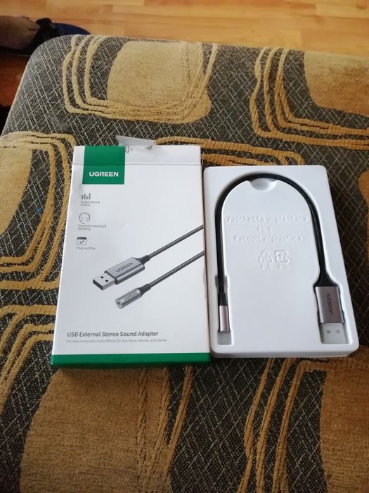 zewnętrzny adapter audio UGREEN USB na mini jack 3,5mm.  Nowa